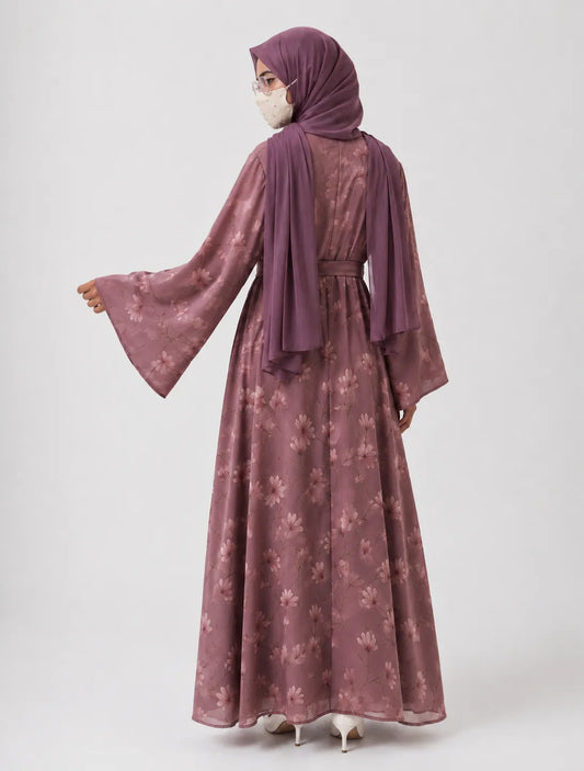 Floral Chiffon Shrug Abaya