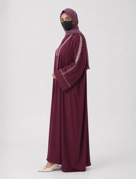 Dubai Front-Open Lace Wedding Abaya (Zaafran)