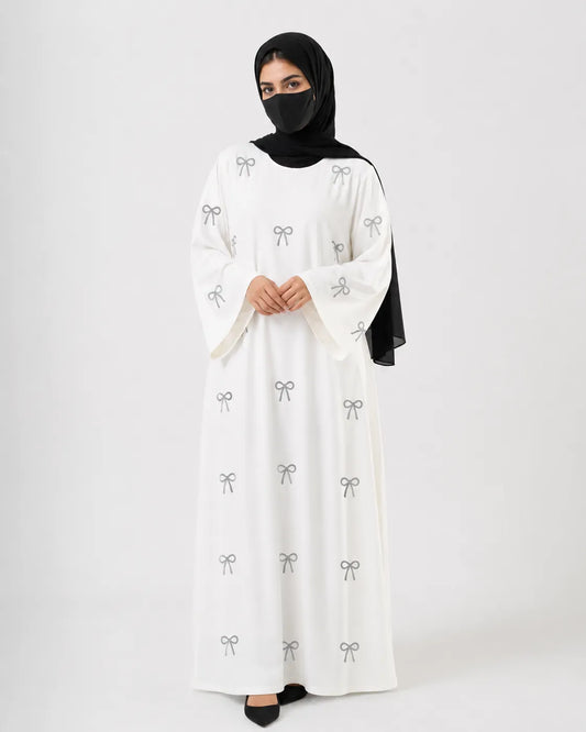 Stone-Work Abaya (White)