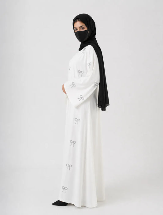 Stone-Work Abaya (White)